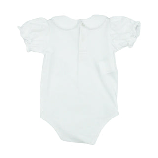 Girls Collared Onesie with Picot Trim