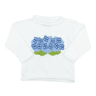 Rollneck Sweater - Hydrangea on White