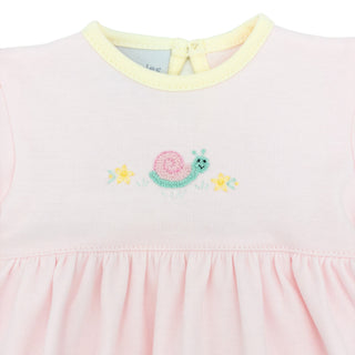 Girls Long-sleeve Onesie Dress with Hand-embroidery - Snail