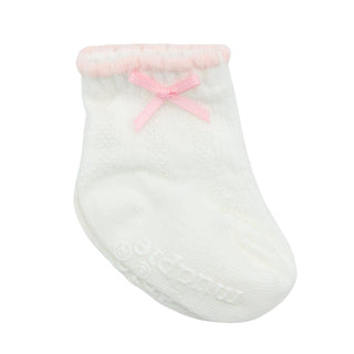 Baby Socks - White with Pink Pointelle