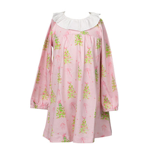 *PRE-ORDER* Pima Knit Ruffle-neck Dress - Pink Tinsel