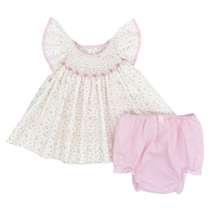 Smocked Floral Top with Diaper Cover