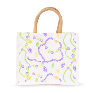 Mardi Gras Jute Tote - Beads