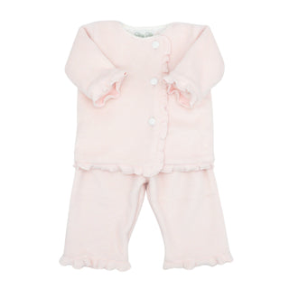 Fleece Pant Set with Ruffle - Pink