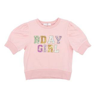 Girls Knit Shirt with Sequins - Bday Girl