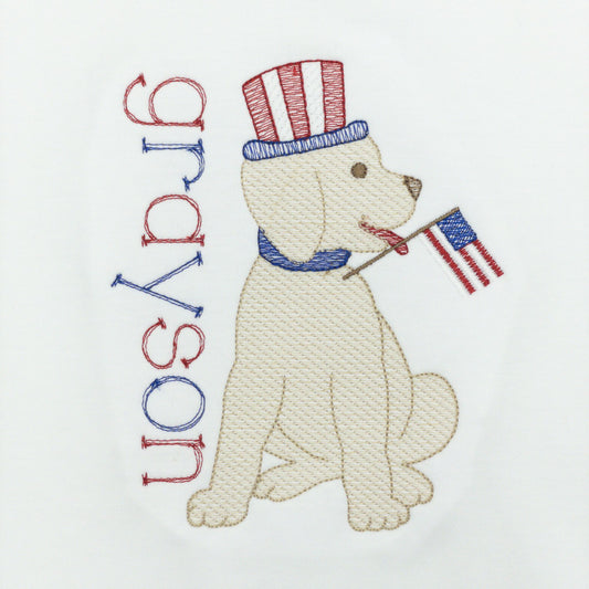 Patriotic Pup Design with Name Monogram