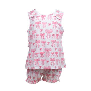 *PRE-ORDER* Girls Pima Knit Crossback Bloomer Set - Grosgrain Print