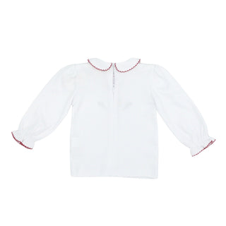 Girls Long-sleeve Blouse with Snowman Applique