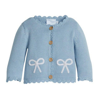 Crochet Cardigan - Blue Bow