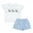 Santa's Sleigh on White with Light Blue Gingham