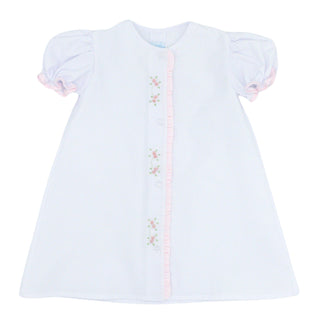 Girls Daygown with Ruffle and Tiny Bud Hand-embroidery