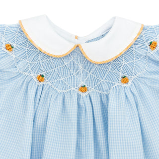 Billie Bishop Romper with Hand-smocking - Pumpkins