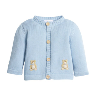 Crochet Cardigan - Blue Teddy Bear