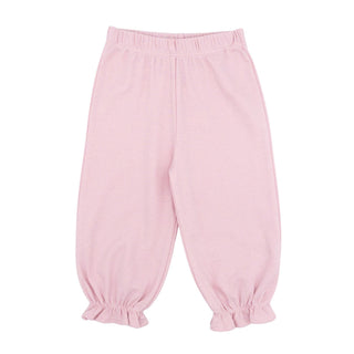 Knit Gathered Pants with Ruffle - Light Pink