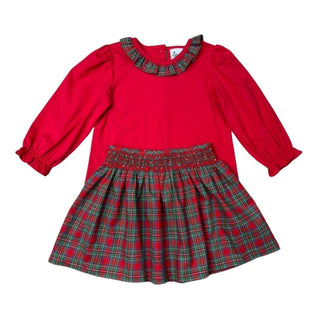 Knit Blouse and Plaid Skirt with Hand-smocking - Geometrics