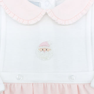 Girls Long Romper with Hand-embroidery - Santa Face