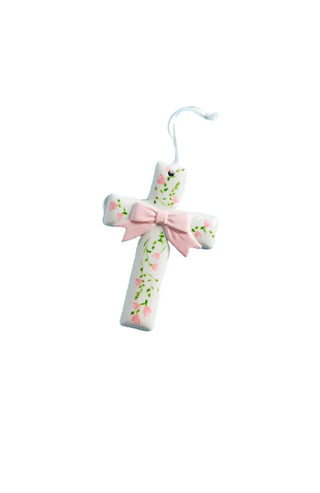 Ceramic Cross-Floral Bow