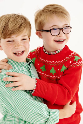 Isaac's Fair Isle Sweater - Christmas Trees on Richmond Red