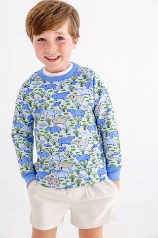 Cassidy Comfy Crewneck - Bal Harbour Hippo