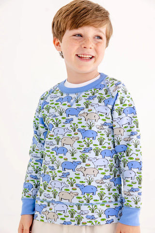 Cassidy Comfy Crewneck - Bal Harbour Hippo