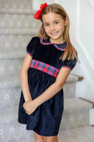 Cindy Lou Sash Dress (Velveteen) - Newport Night