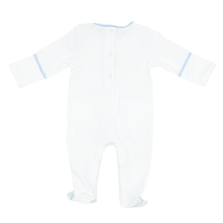 Boys Footie with Pockets and Crochet Trim with Hand-Hand-embroidery - Safari
