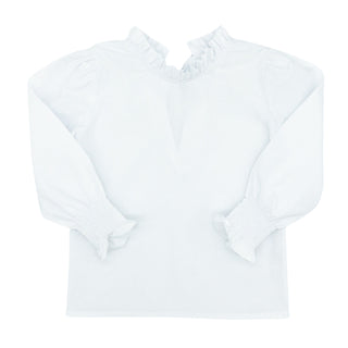 Ruffle-neck Tie-back Blouse - White
