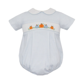 Boy Knit Bubble with Hand-smocking - Pumpkins