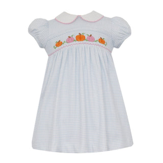 Girl Knit Collared Dress with Hand-smocking - Pumpkins