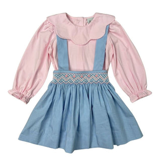 Girls Knit Top and Skirt with Hand-smocking - Geometrics and Flowers
