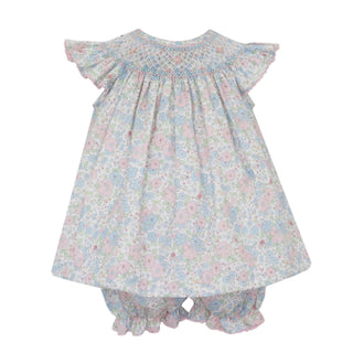 Smocked Angel-sleeve Bishop Bloomer Set - Caroline