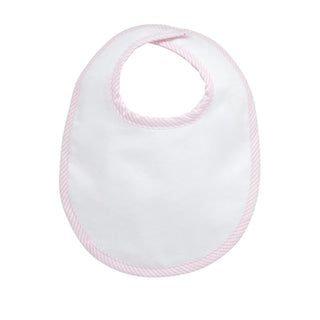 Medium Bib - Pink Seersucker Stripe