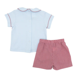Boys Knit Carson Short Set with Embroidery - Cars