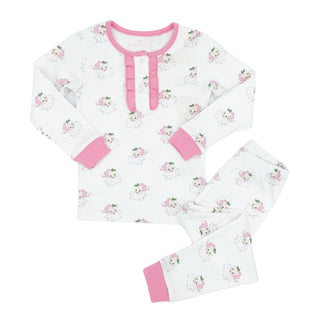 Girls Pajama Set - Pink Santa