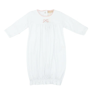Pima Gown with Crochet Trim and Hand-embroidery - Pretty Bows