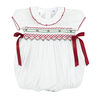 Girls Christmas Geometrics Smocked Bubble