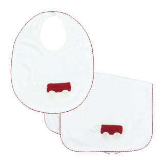 Pima Bib & Burp Set - Wagon