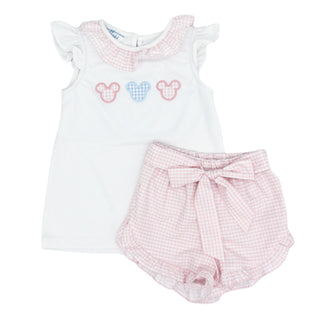 Girls Mouse Ear Ruffle Short Set