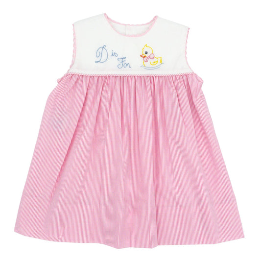Logan Yoke Dress with D is for Duck Hand-embroidery