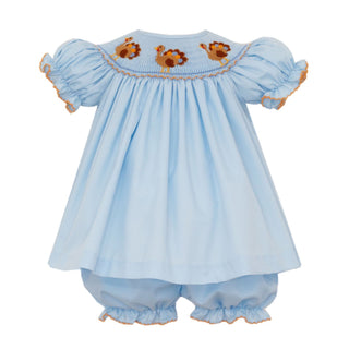 Girls Smocked Turkey Bloomer Set