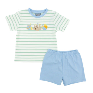 Boys Knit Short Set with Applique - Beach Fun