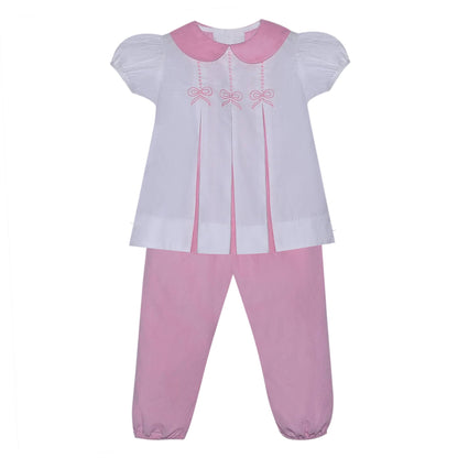 Reese Long Bloomer Set with Bow Embroidery