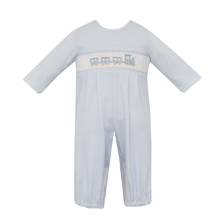 Boy Romper with Hand-smocking - Train