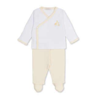 Footed Pant Set with Hand-embroidery - Premier Giraffe Love