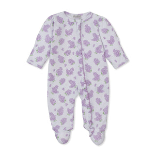Printed Zipper Footie - Lilac Love