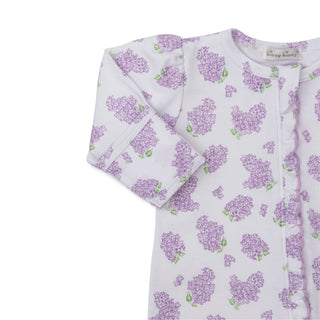 Printed Zipper Footie - Lilac Love