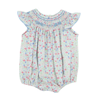 Knit Angel-sleeve Bishop Bubble with Hand-smocking - Geometrics