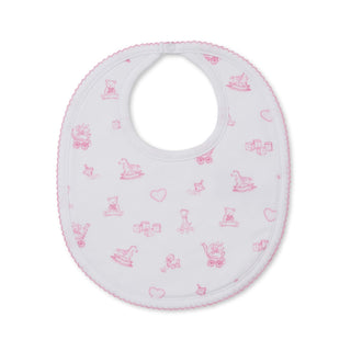 Printed Bib - Vintage Toy Treasures - Light Pink