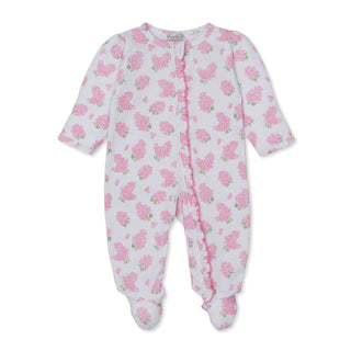 Printed Zipper Footie - Pink Lilac Love