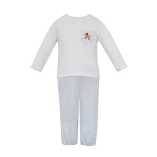 Boys Knit Pant Set with Crochet - Puppy